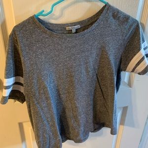 grey & white cropped top